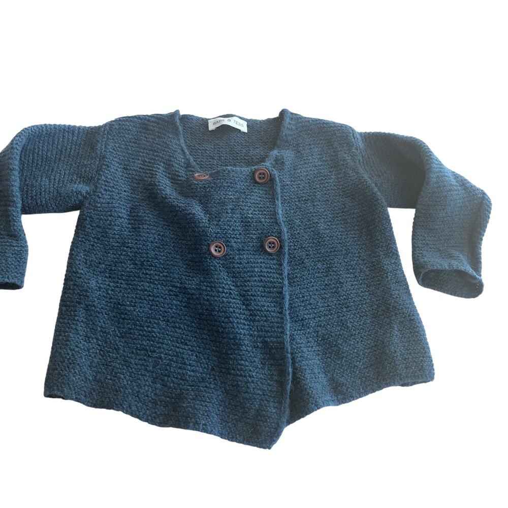 Babe & Tess boys blue alpaca blend cardigan sweater size 9 months